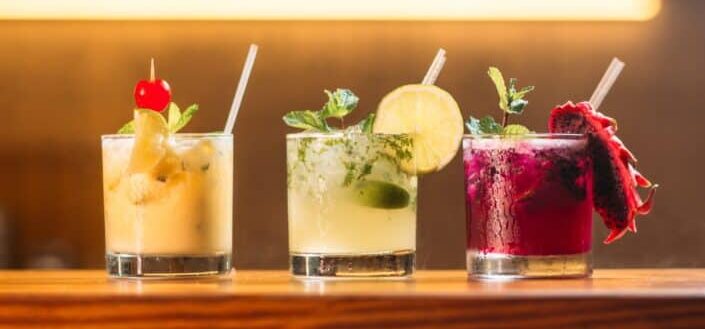 Three mojito drinks