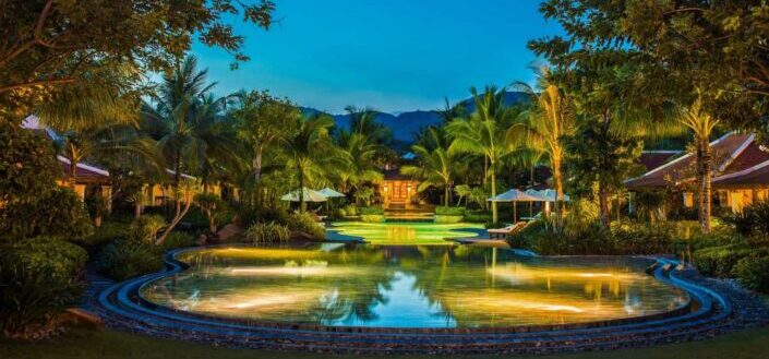 Lagoon Swimming Pool at Night