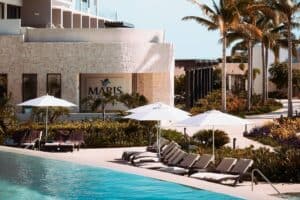 A beautiful hotel with pool