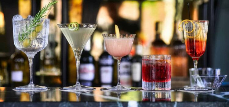 a variety of cocktail shots