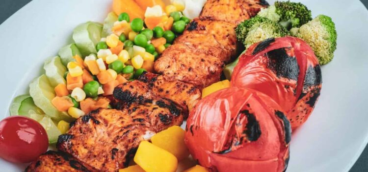 kebab with grilled tomatoes
