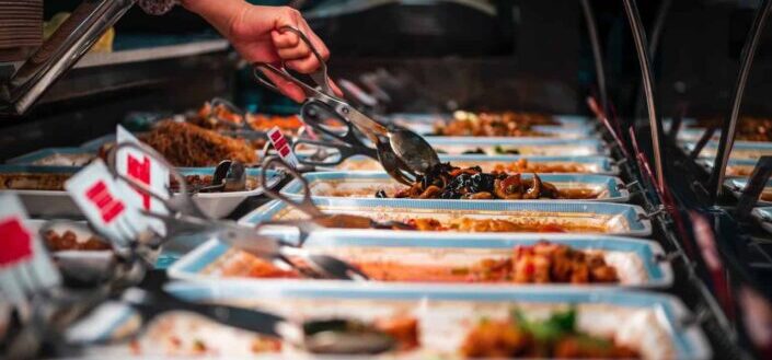Line of Food in a Buffet