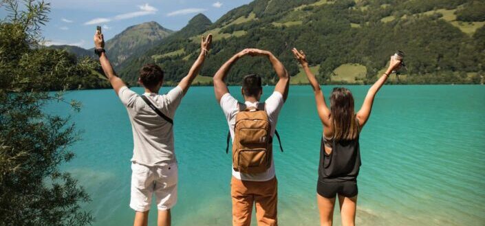 Friends in Front of a Great Lake